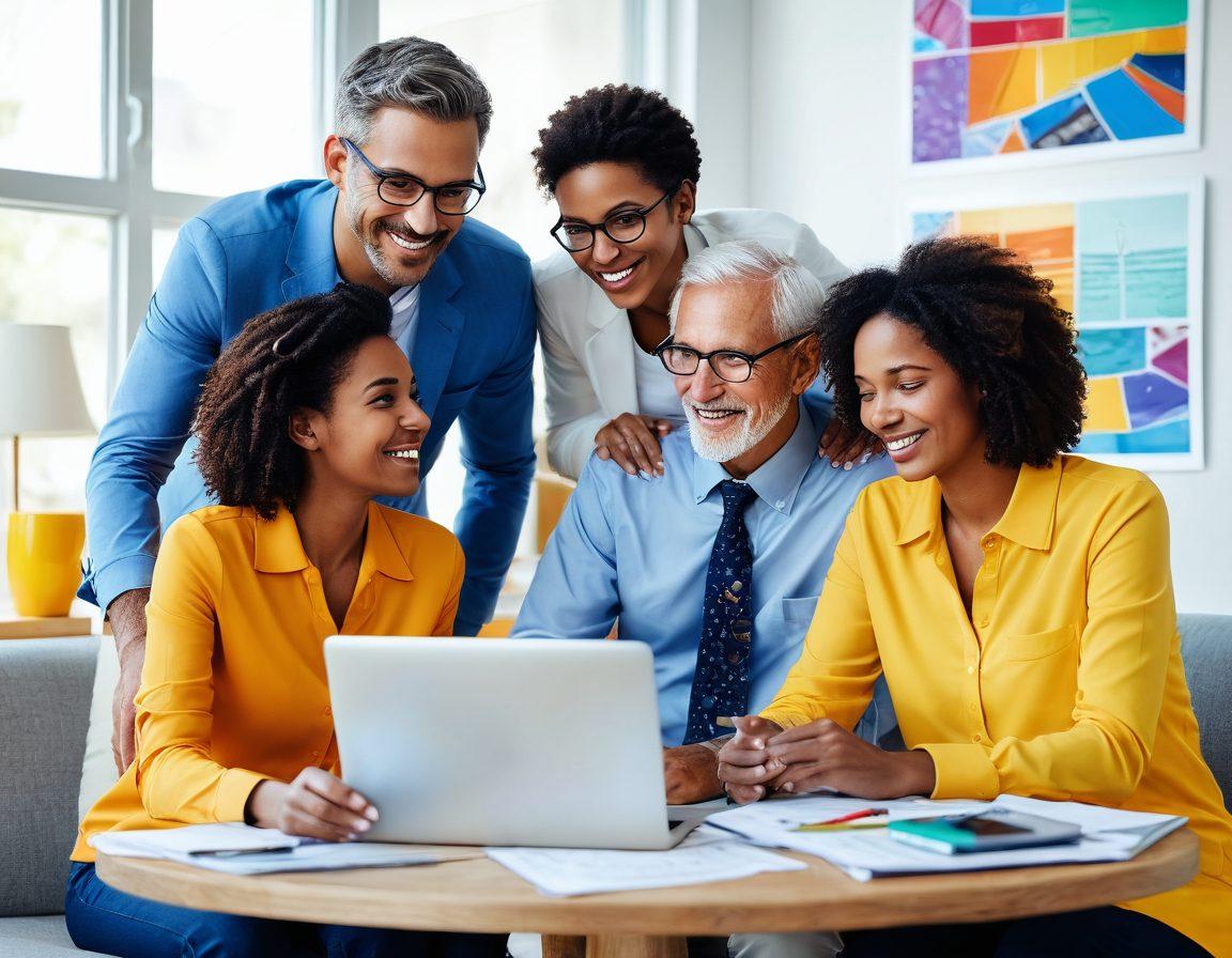 A collage of diverse life stages, featuring a young couple discussing insurance with a financial advisor, a middle-aged parent reviewing policies over a laptop, and an elderly individual receiving guidance from an insurance agent. Incorporate digital elements like charts and digital screens in the background to represent technology in insurance. Bright and engaging colors to reflect positivity and clarity. vibrant colors. super-realistic.